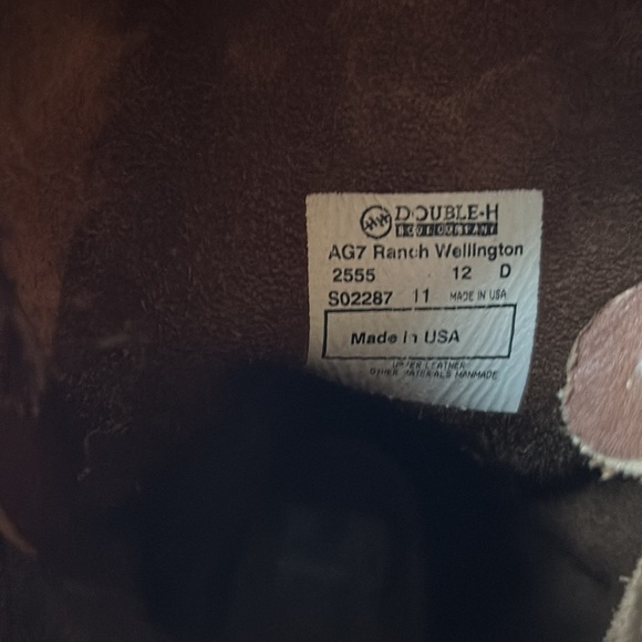 DOUBLE H RANCH WELLINGTON LEATHER WORK COWBOY BOOT double-h country made in USA - Picture 11 of 12